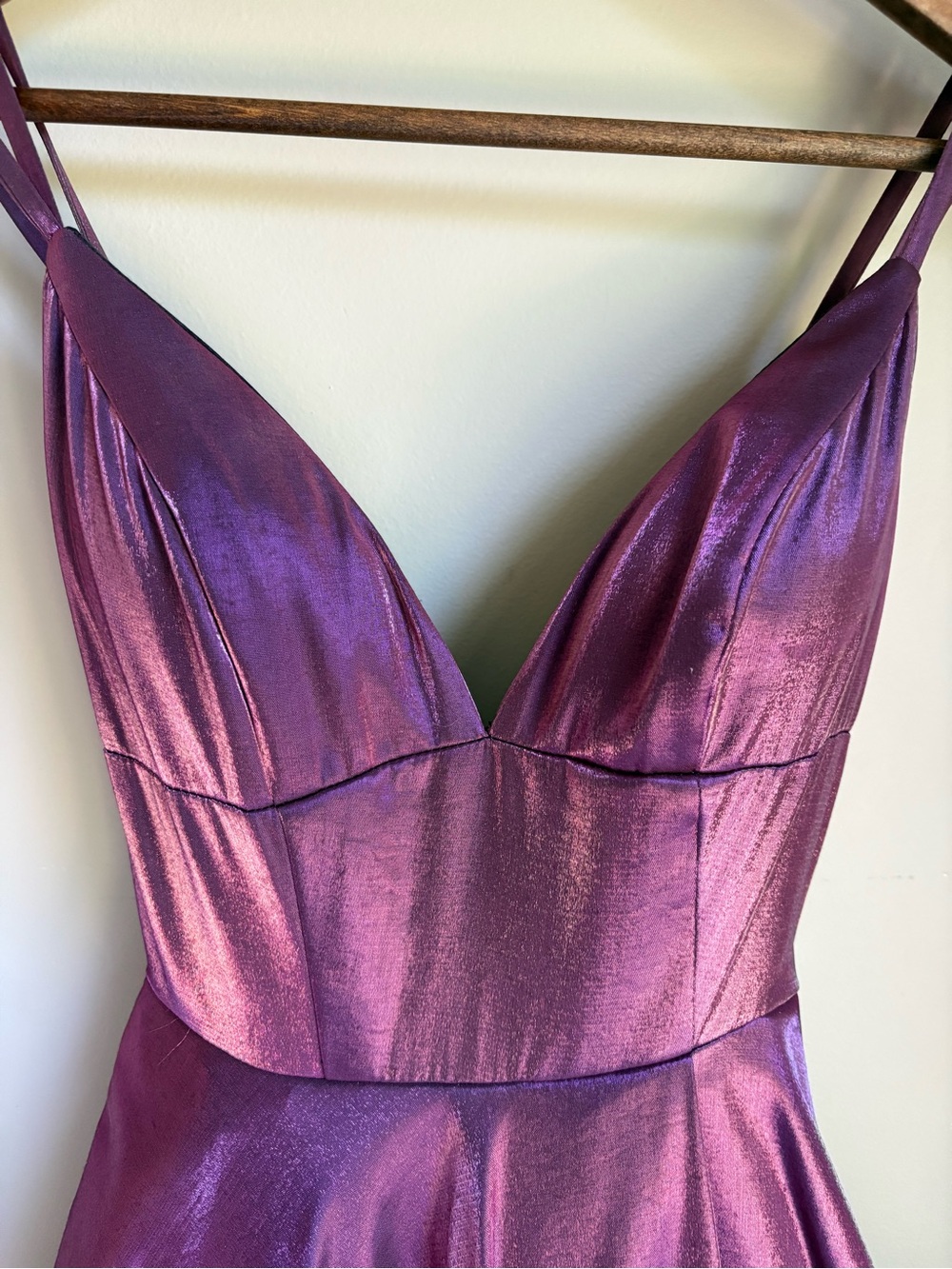 Sherri Hill Satin A-Line Prom Dress Gown Special Occasion Deep Purple Size 0 - Picture 6 of 12